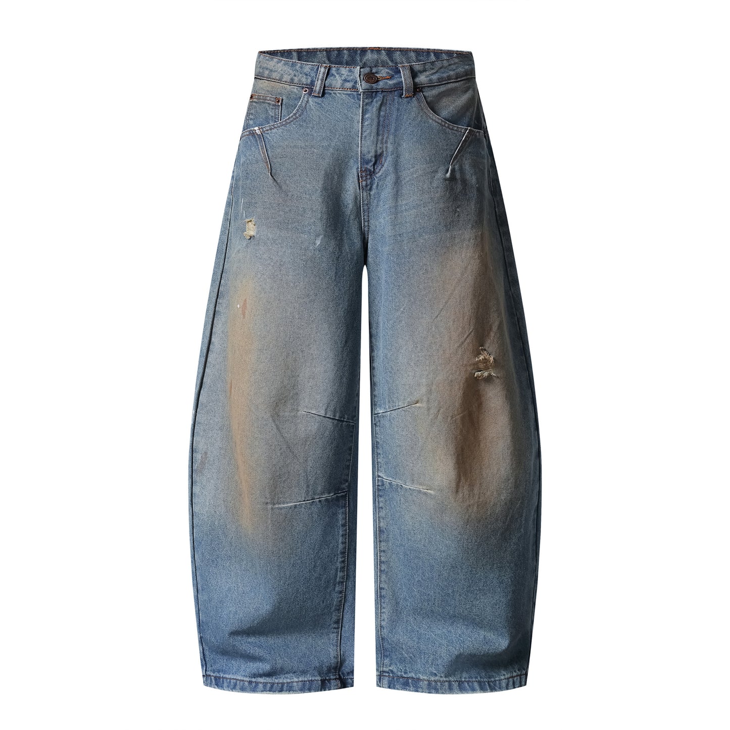 Washed Distressed Tapered Jeans for Men and Women - Casual Loose Fit