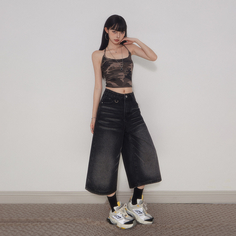 Women's Casual Loose Slimming Pear-Shaped Denim Mid-Length Trousers