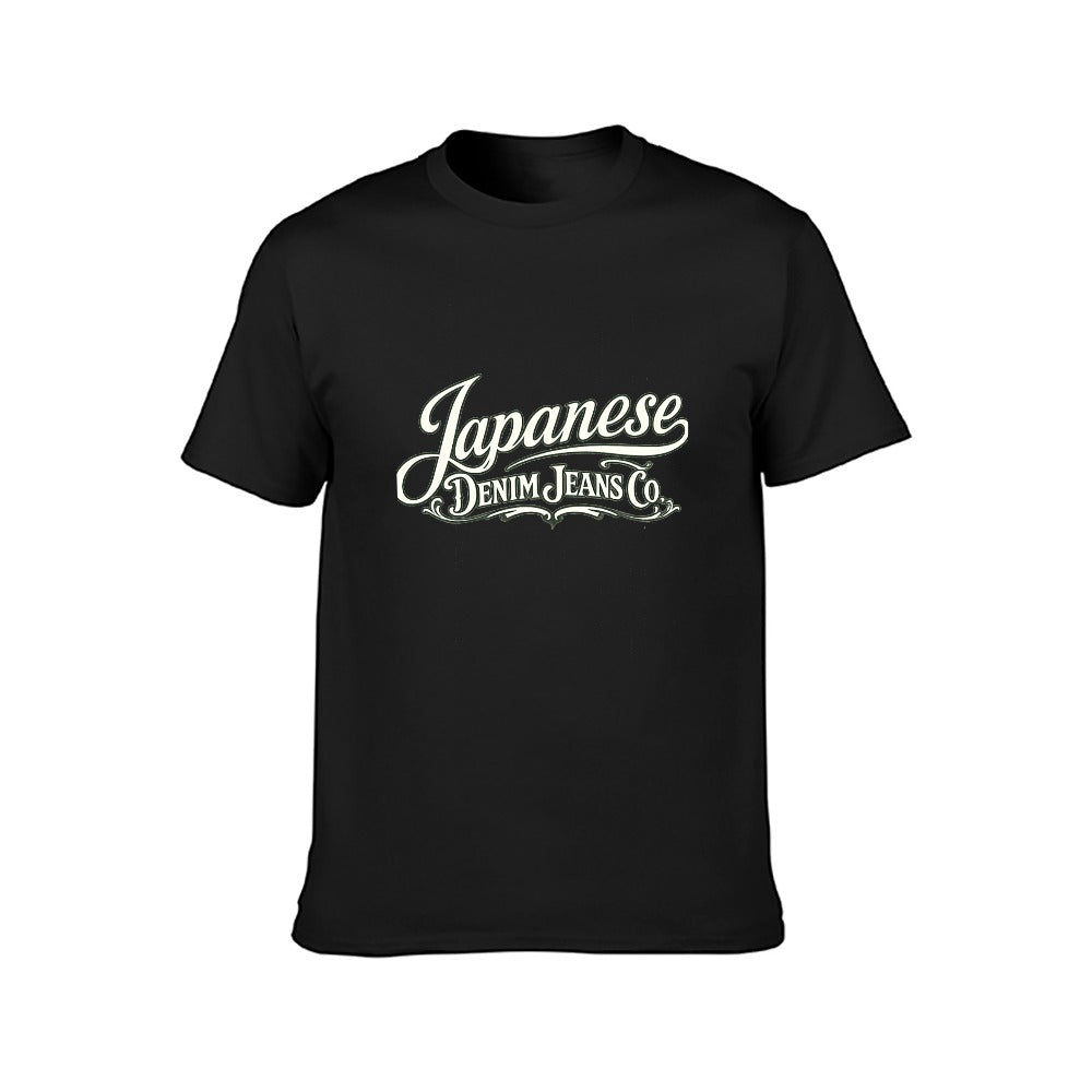 Japanese Denim Jeans Co. Men's Short Sleeve Cotton T-Shirt - Black