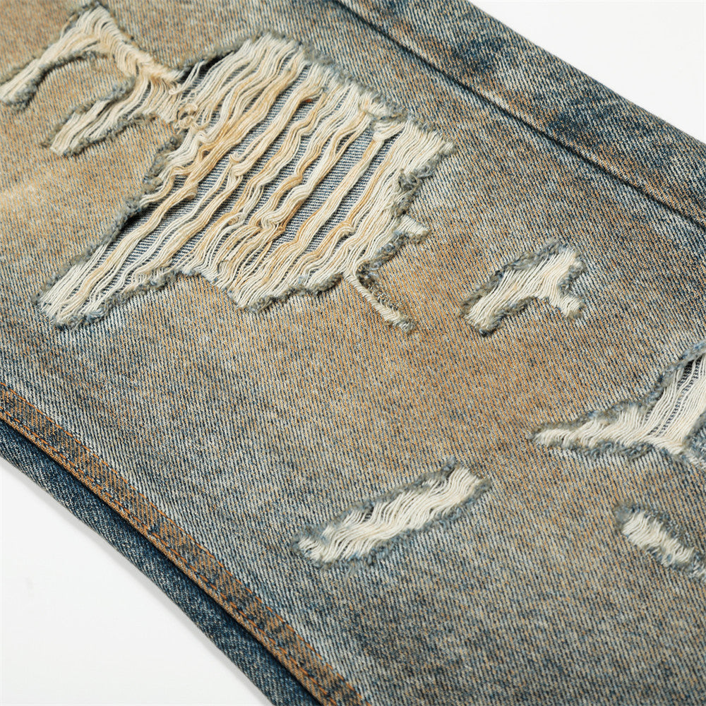 Men's Distressed Heavy-Duty Denim Pants