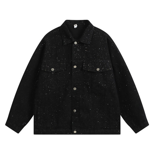 Distressed Sequin Design Denim Jacket