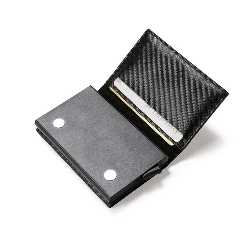 Carbon Fiber Pattern Magnetic Card Wallet - Airtag Slot