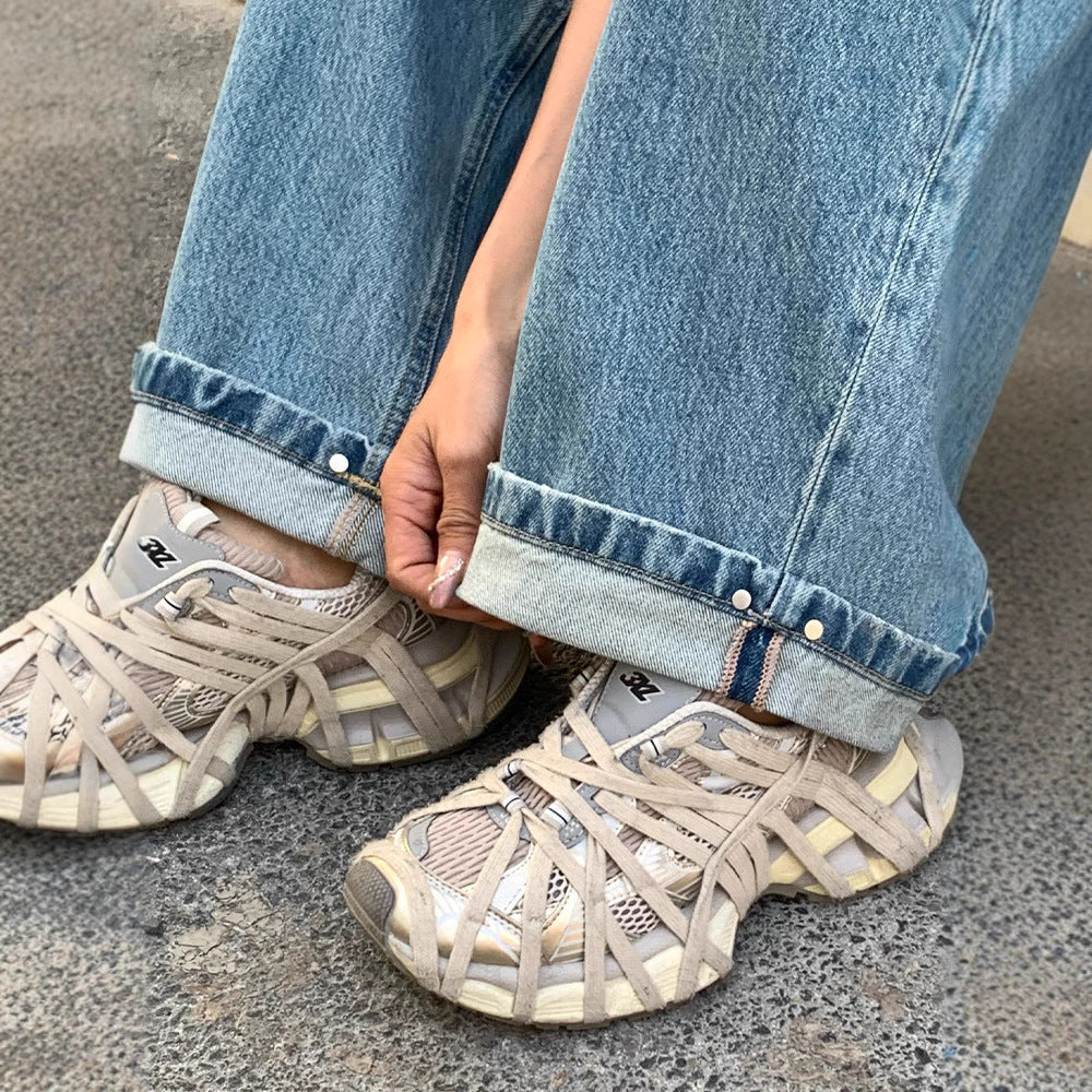 Slimming Flare Jeans Women's High Waist Loose Denim Wide Leg Pants