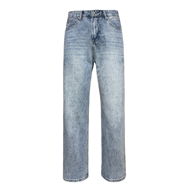 Basic Long Pants Loose Straight Leg Washed Casual Trousers