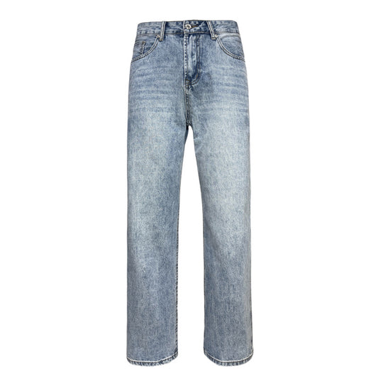 Basic Long Pants Loose Straight Leg Washed Casual Trousers