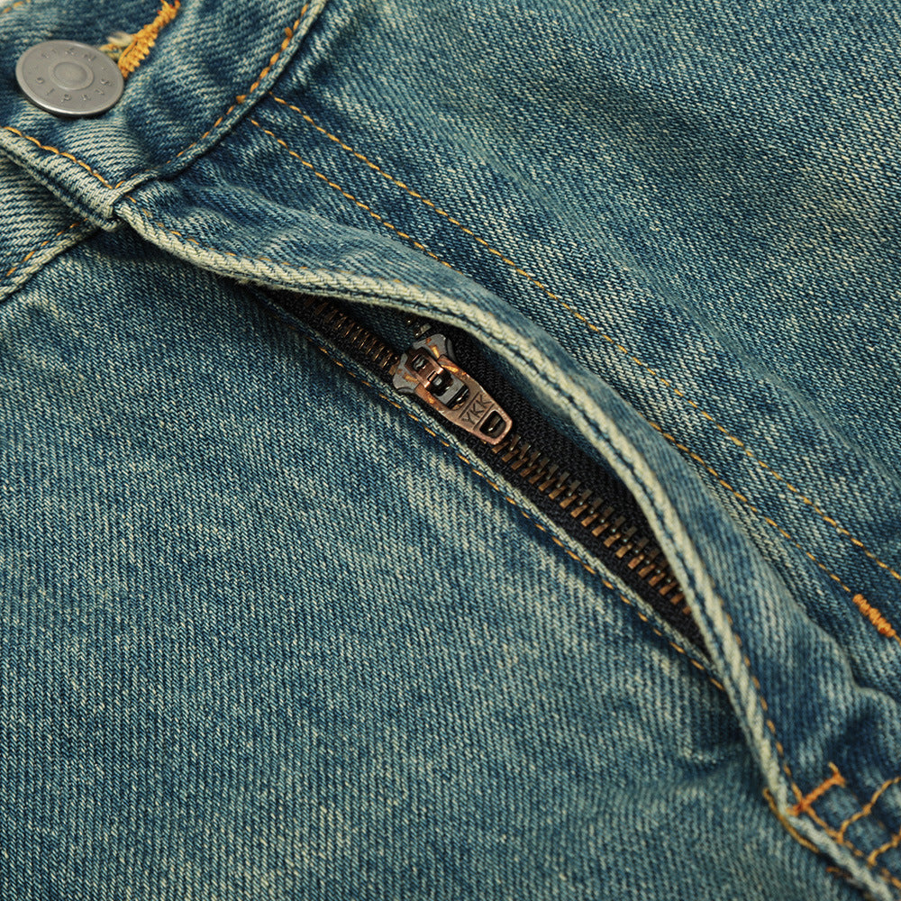 Men's Distressed Wide-Leg Denim Scissor Pants