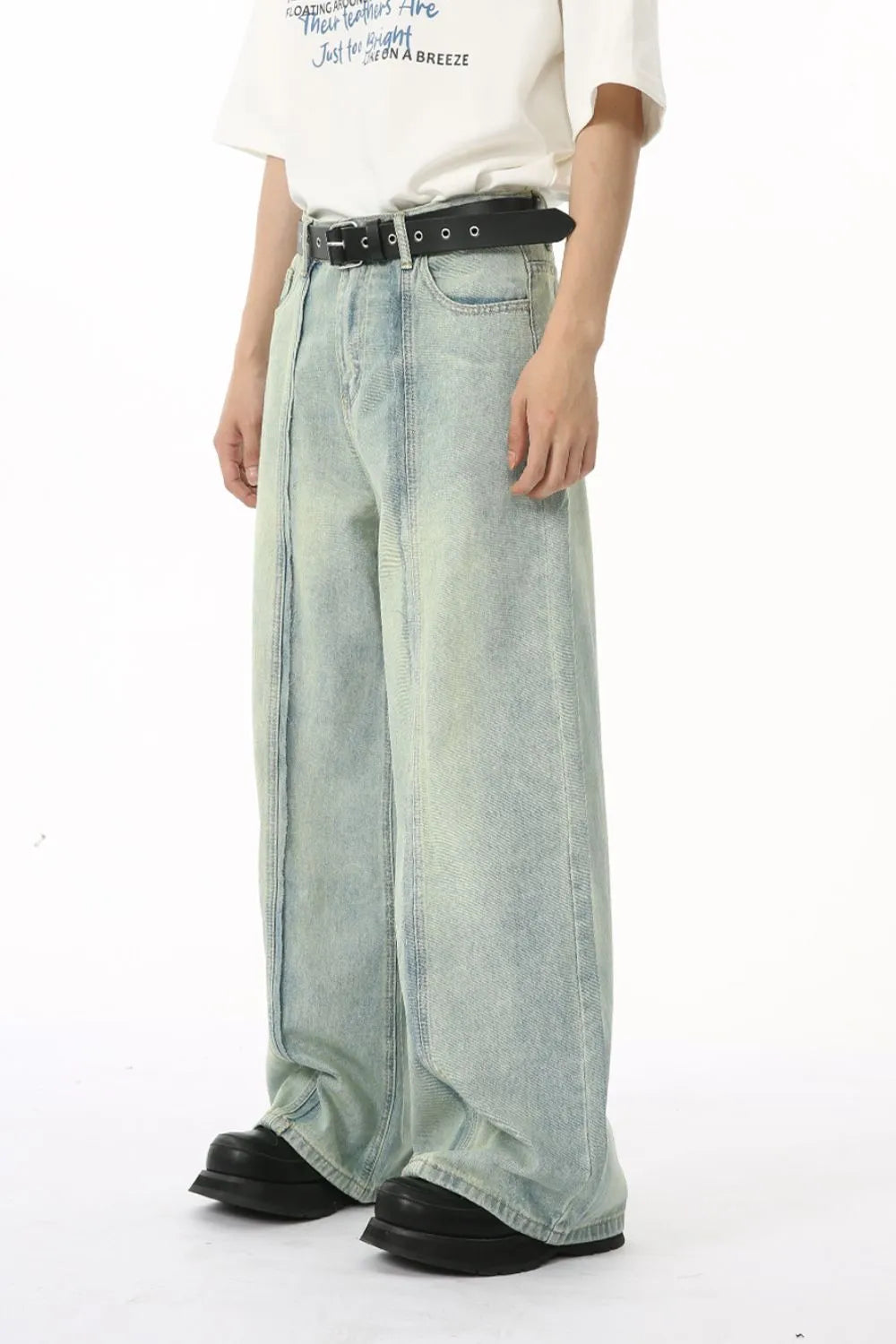 Premium Wide Leg Jeans with Pockets - Japanese Denim
