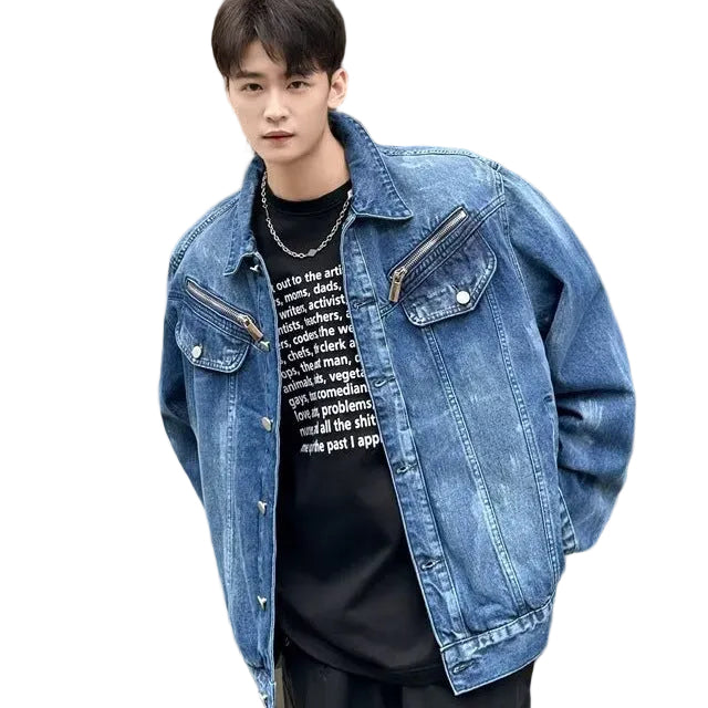 Vintage Wash Tie-Dye Denim Jacket