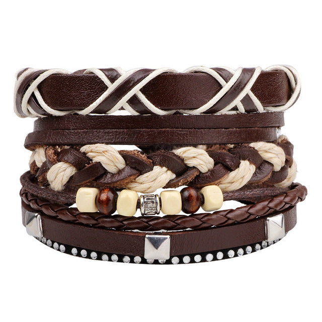 Punk Leather Bracelets - Adjustable