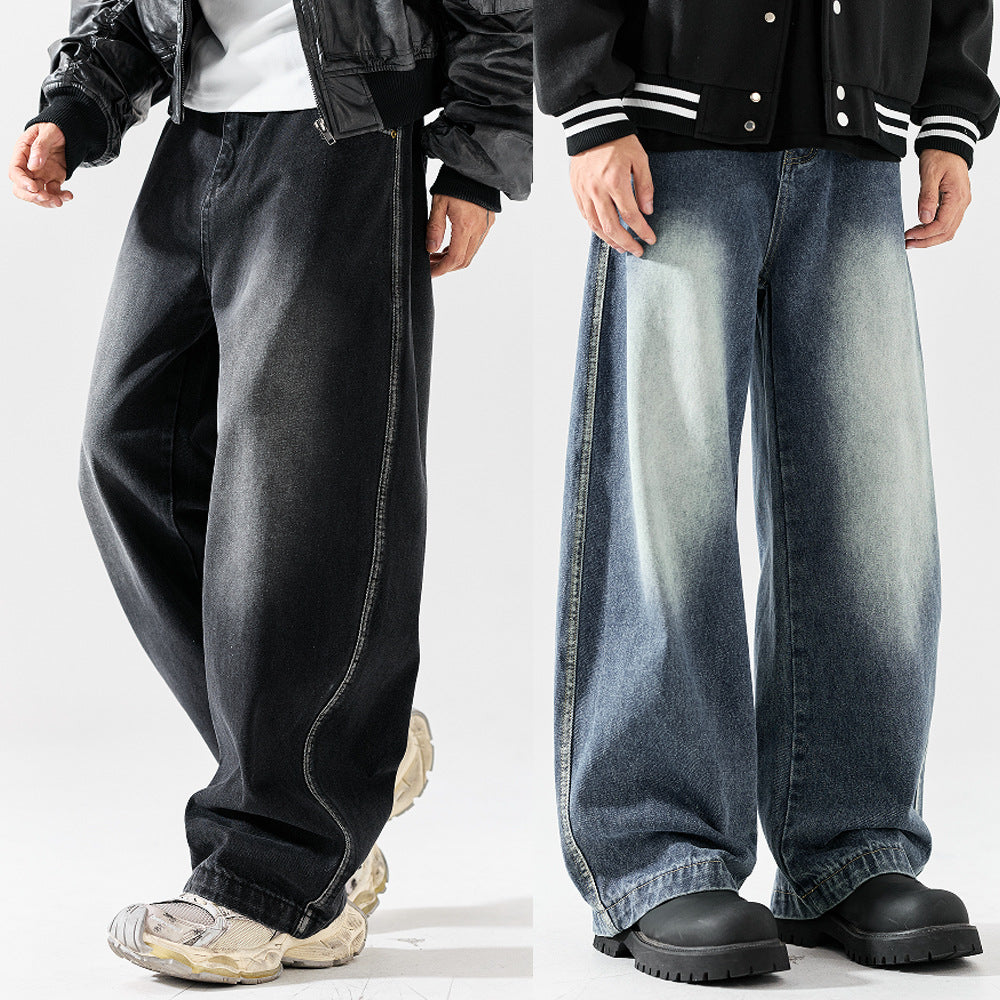 Unique Design Washed Denim Long Pants