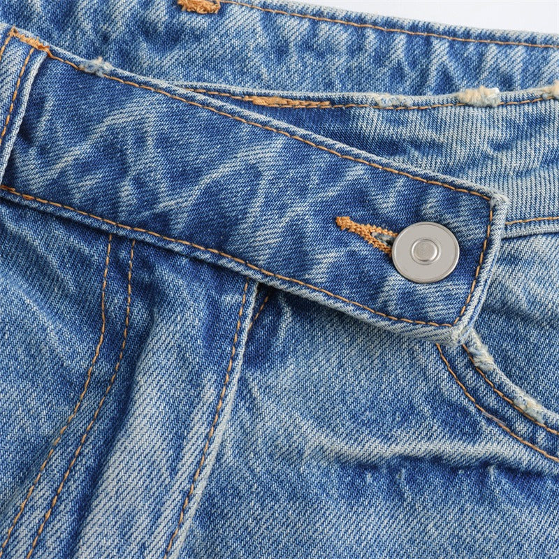 High-Waisted Slim Fit Vintage Denim Skirt