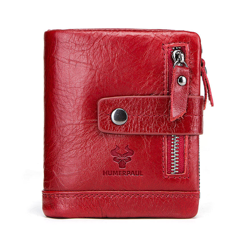 Leather Wallet - Crazy Horse Zipper Buckle