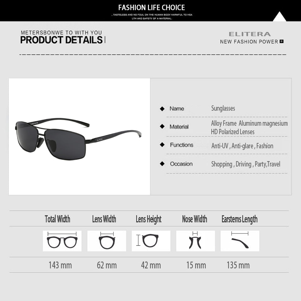 Polarized Men's Sunglasses in 3 Color Options for Driving and Outdoors