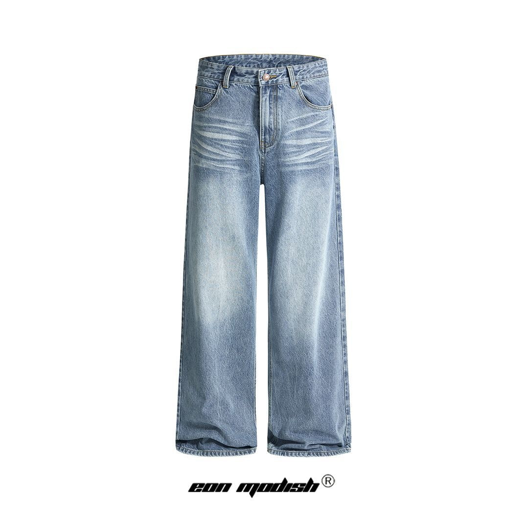 Men's Premium Japanese Denim Long Pants - Retro Wash, Exceptional Quality, Modern Streetwear
