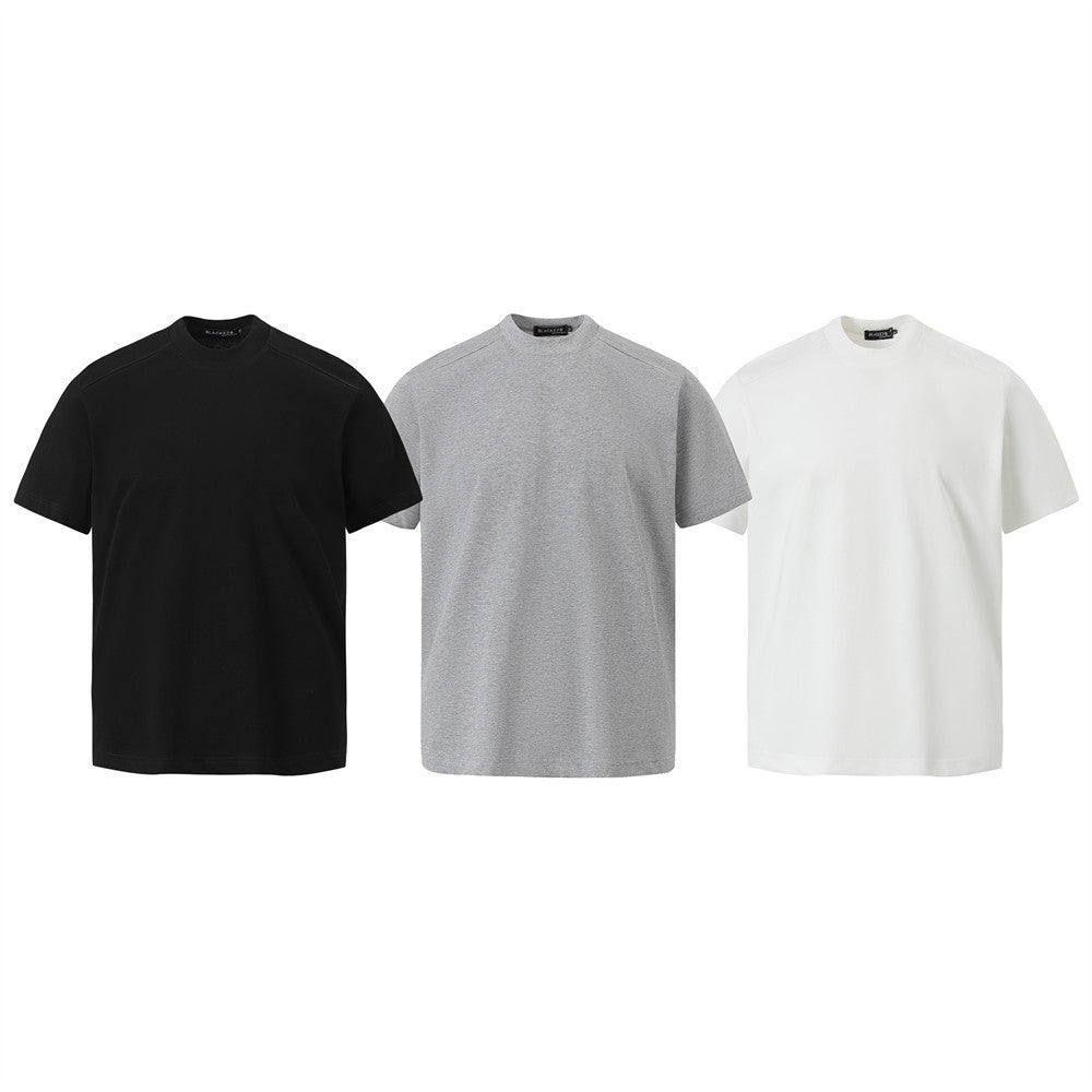 Simple Solid Color Short Sleeve T-Shirt - American Style Round Neck