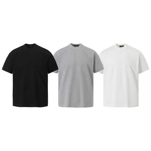 Simple Solid Color Short Sleeve T-Shirt - American Style Round Neck