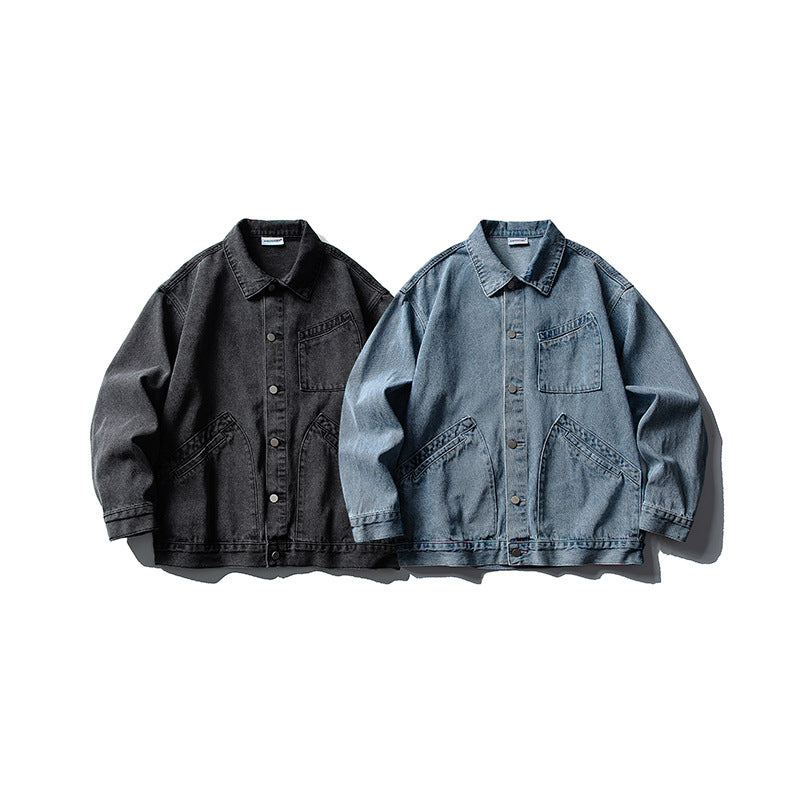 Washed Casual Workwear Denim Jacket