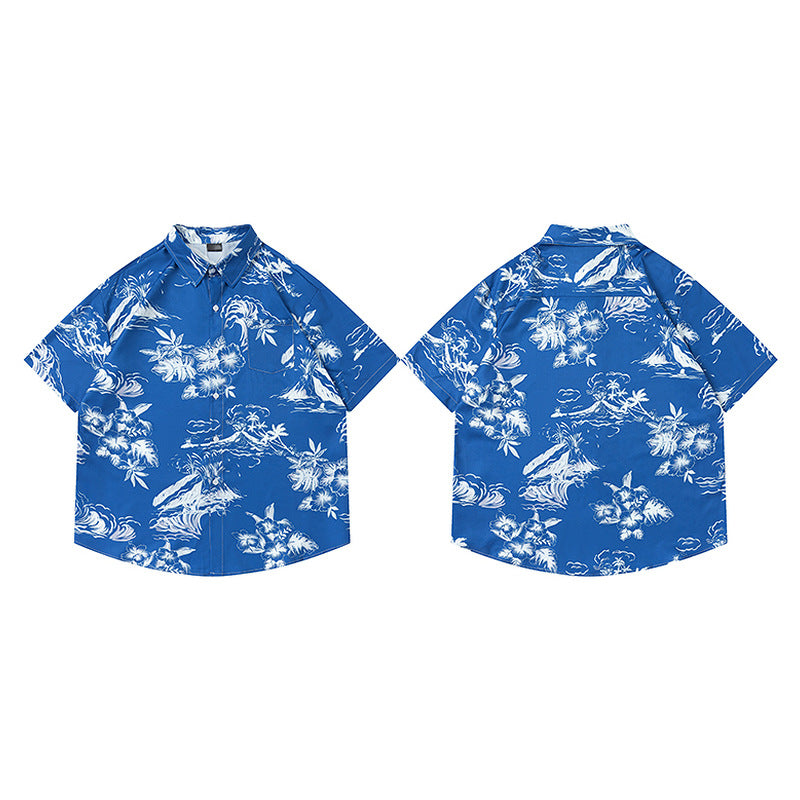 Hawaiian Short Sleeve Shirt for Men and Women Casual Couple Half-Sleeve