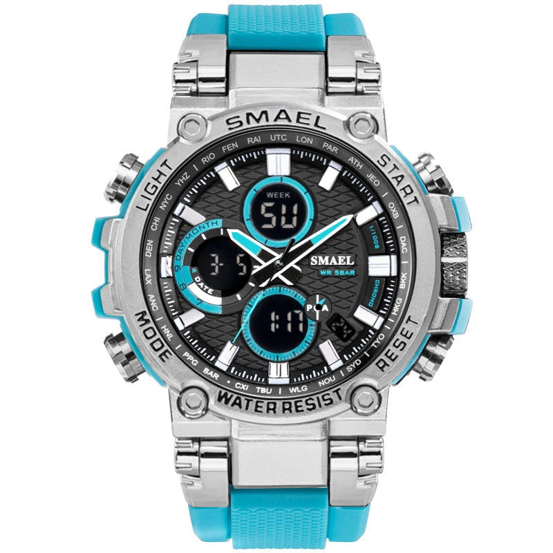 Men's Sport Watches - Digital Double Time Chronograph - LED Display