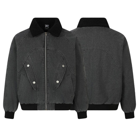Retro Loose Lamb Velvet Denim Work Jacket for Men