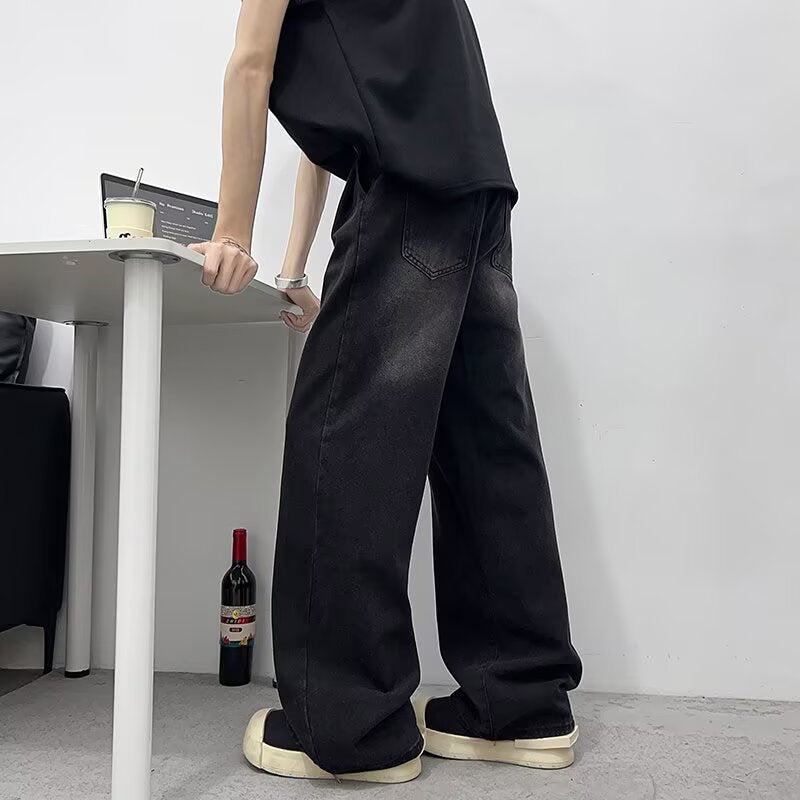 Water Washed Versatile Men's Loose Straight Leg Jeans