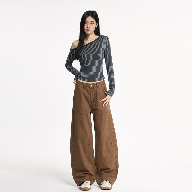 Women's Retro Wide-Leg Distressed Knife-Edge Denim Pants - Unisex Vintage Streetwear