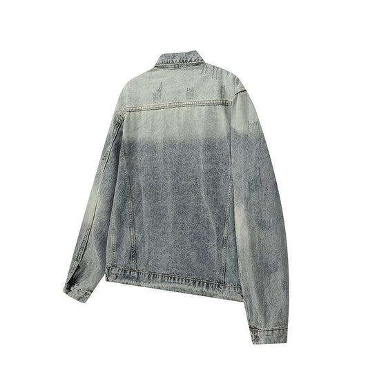 Washed Distressed Unisex Cleanfit Loose Denim Jacket