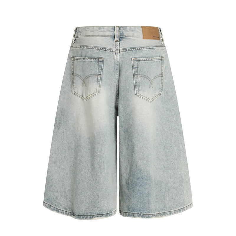 Unisex Retro Denim Shorts - Premium 7/8 Length Inspired by Japanese Streetwear
