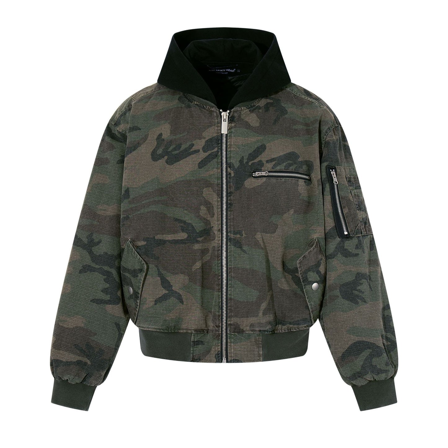 Camouflage Faux Two-Piece Hooded Thickened Cotton Jacket