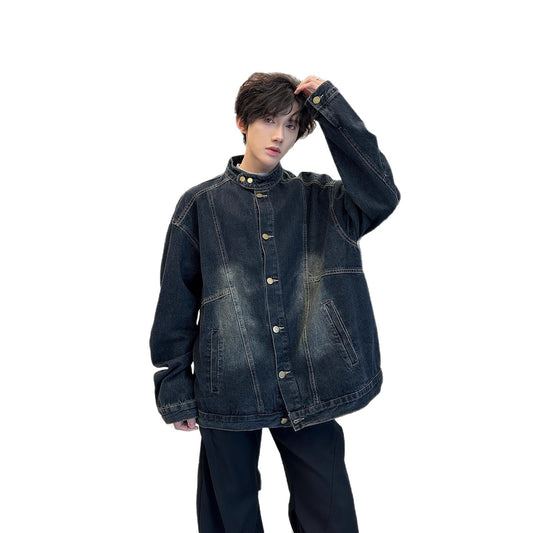Cleanfit Retro Patchwork Deconstructed Loose Denim Jacket for Men