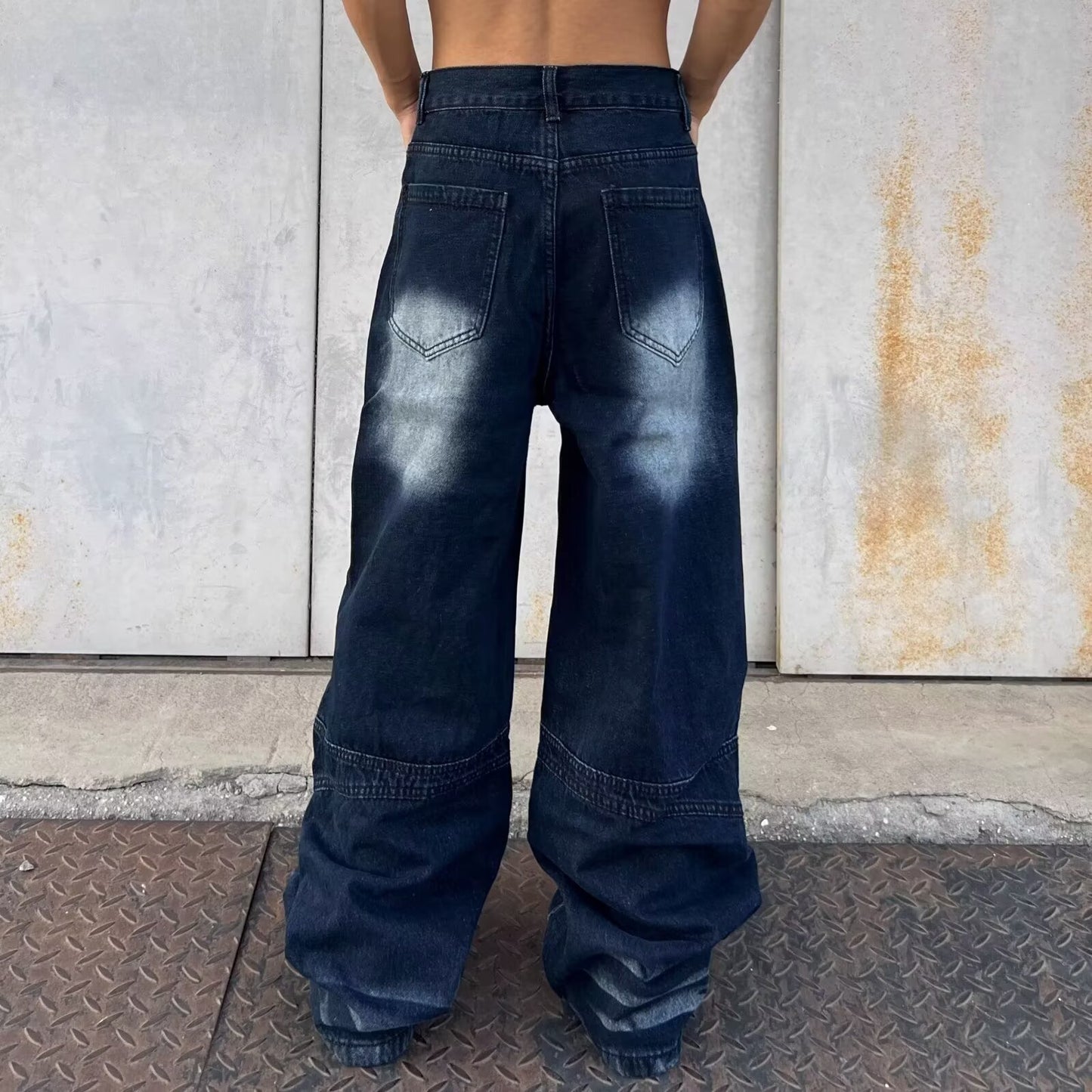Vintage Washed Niche Deconstructive Design Jeans