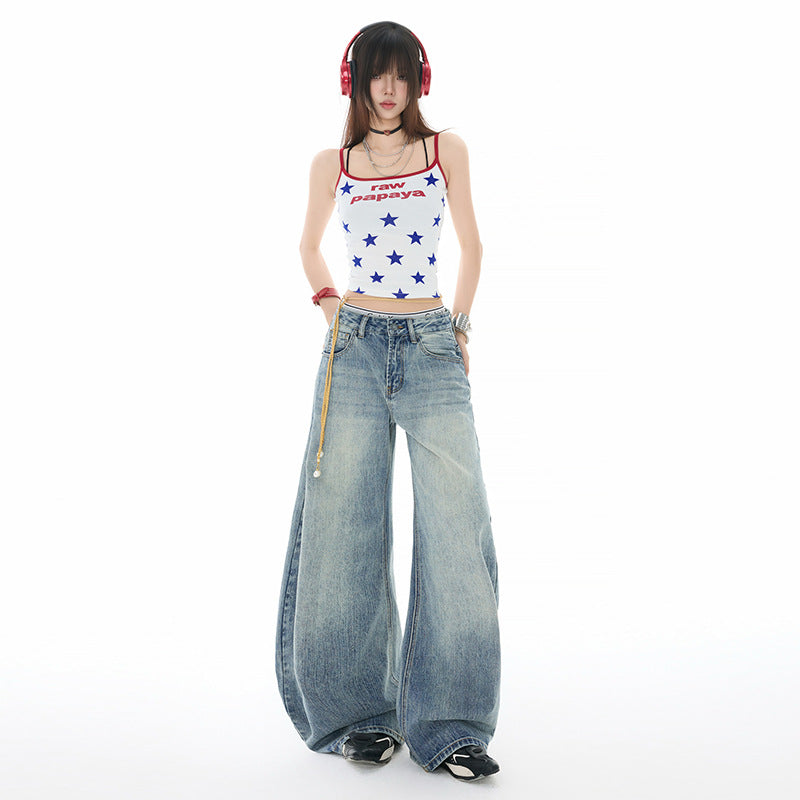 Women's Washed Tapered Denim Pants – Casual & Versatile