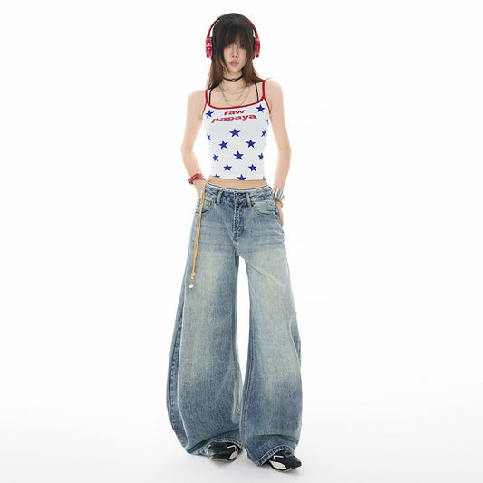 Women's Washed Tapered Denim Pants – Casual & Versatile