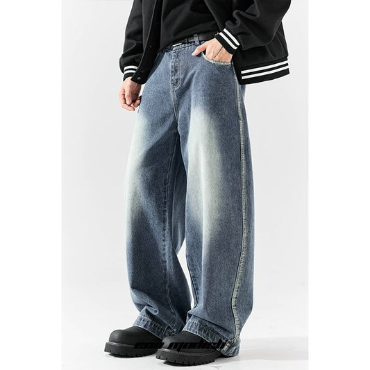 Street Style Unique Design Washed Denim Long Pants