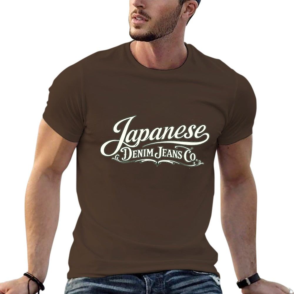Japanese Denim Jeans Co. Men's Short Sleeve Cotton T-Shirt - Brown