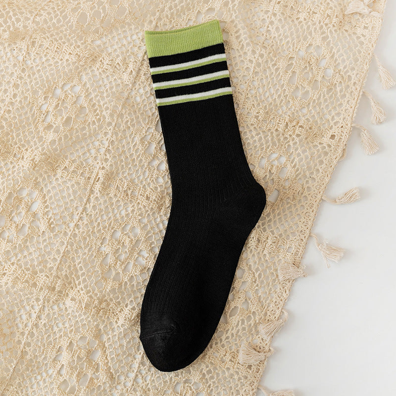 Japanese Cotton Socks - Two Stripe Retro Look