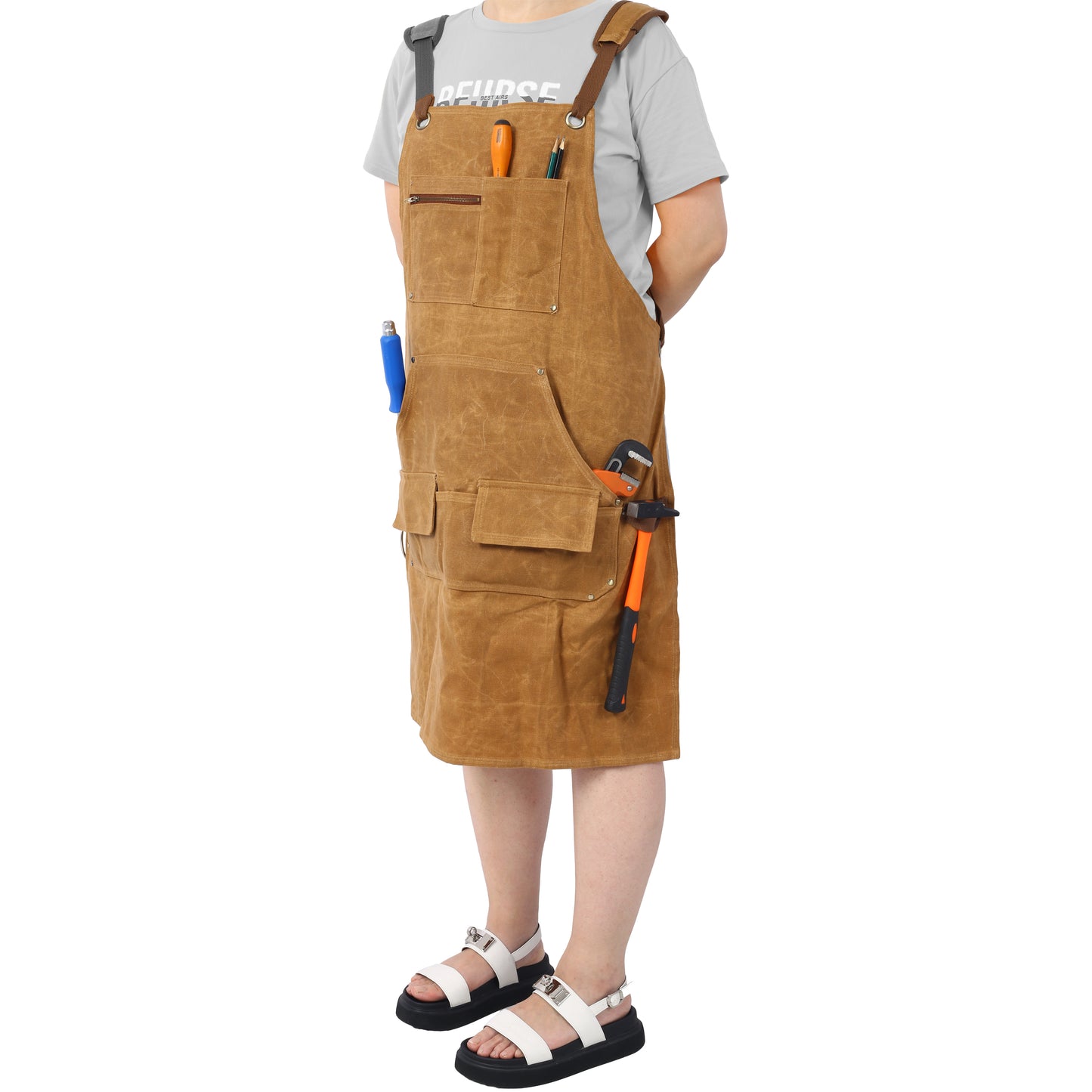 Long Heavy Duty Waxed Canvas Tool Apron