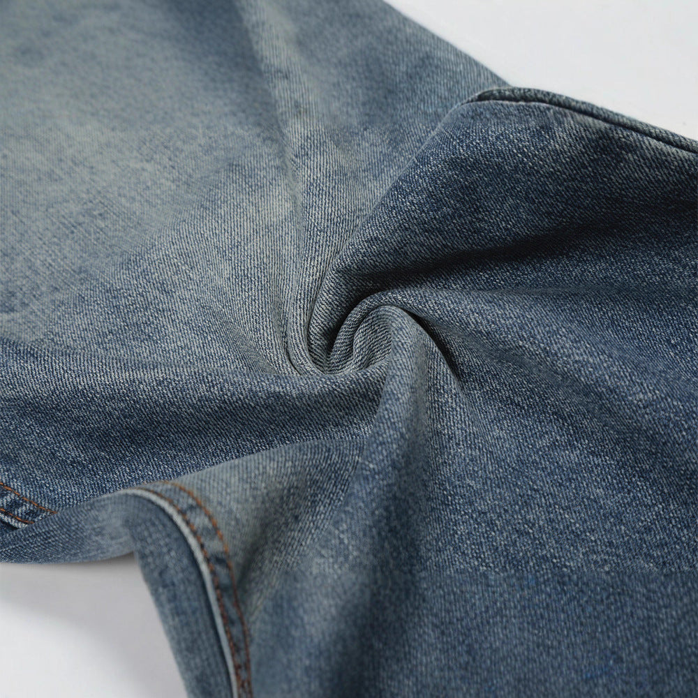 Men's Jeans, Distressed Catwhisker Slash Cut, Loose Fit, Wide Leg