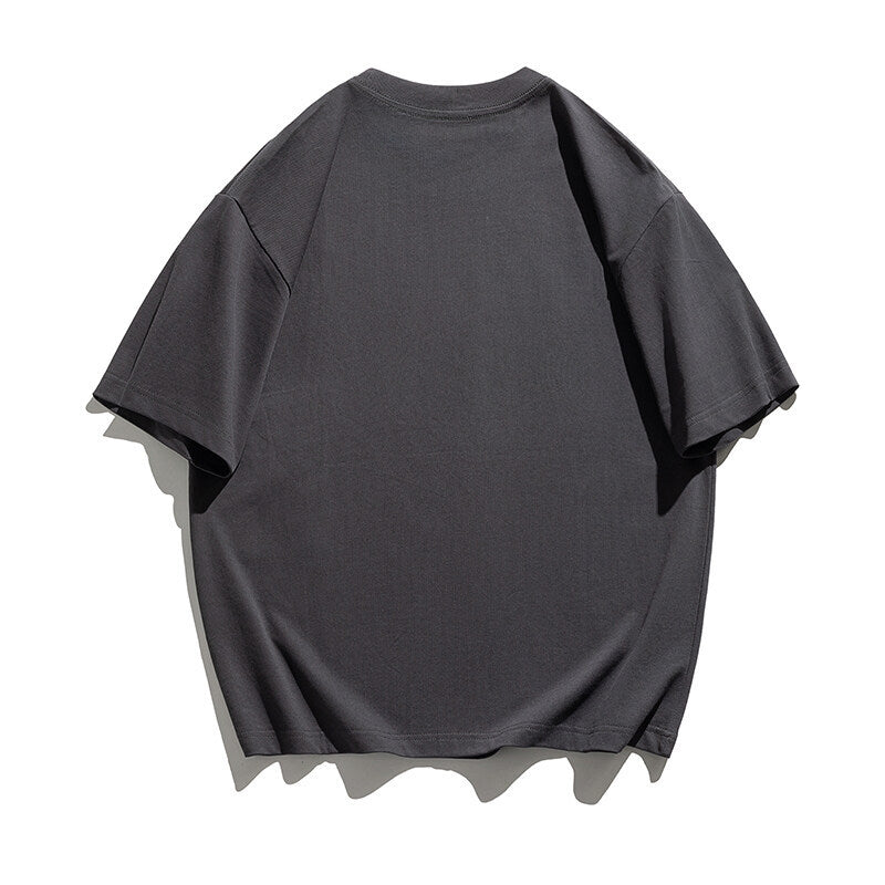 Color Blocked Round Neck Five Quarter Short Sleeved T-Shirt