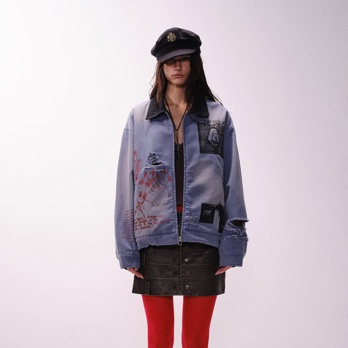 Women's Washed Denim Graffiti Jacket