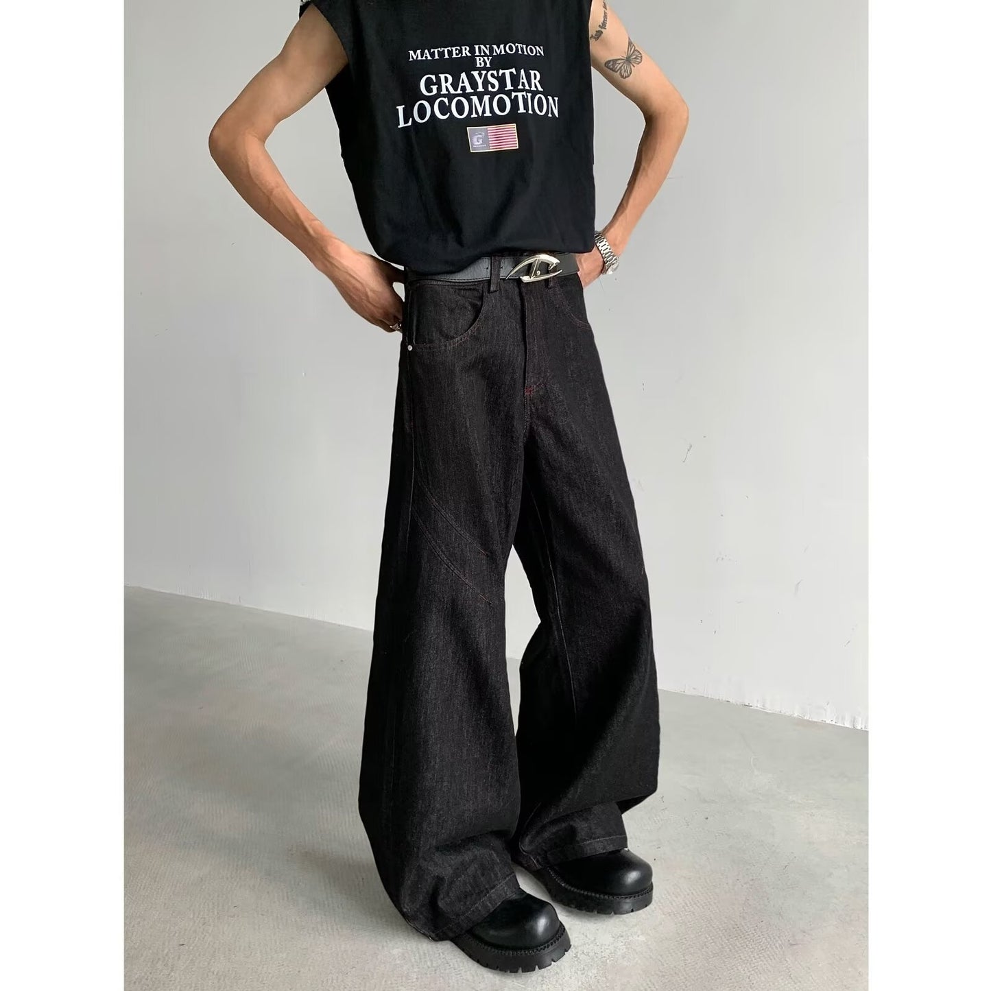 Vintage Wide Leg Curved Jeans for Summer