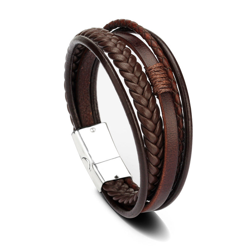 Jewelry Leather Rope Hand Woven Bracelet Men