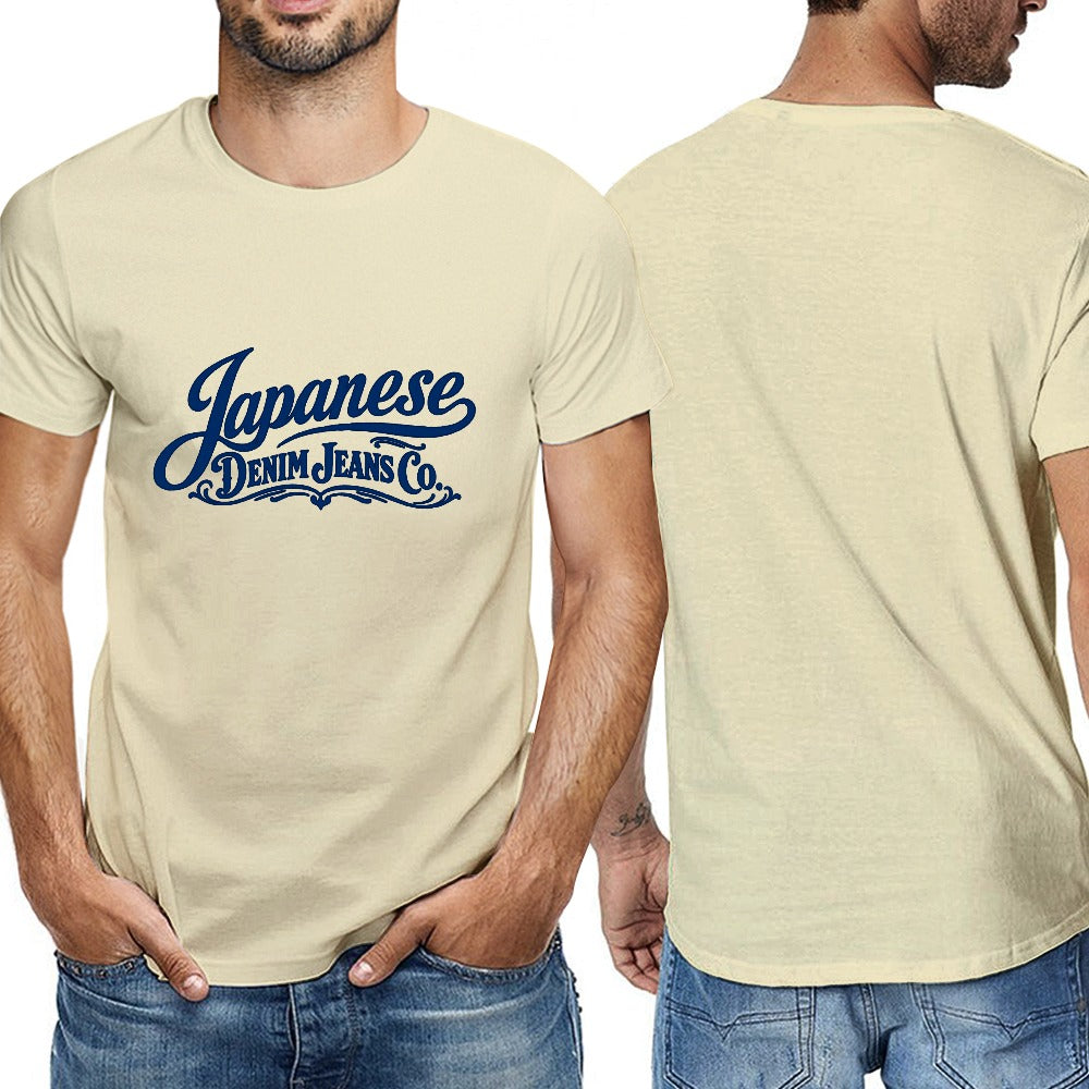 Japanese Denim Jeans Co. Men's Short Sleeve 100% Cotton T-shirt - Cream