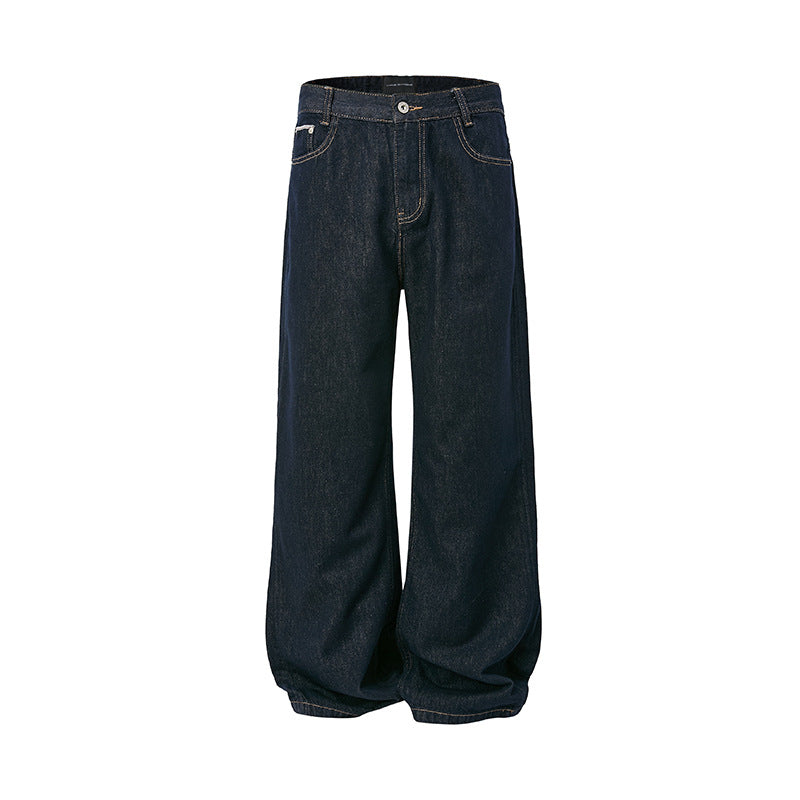 Vintage Wash Straight Leg Denim Pants for Commuters