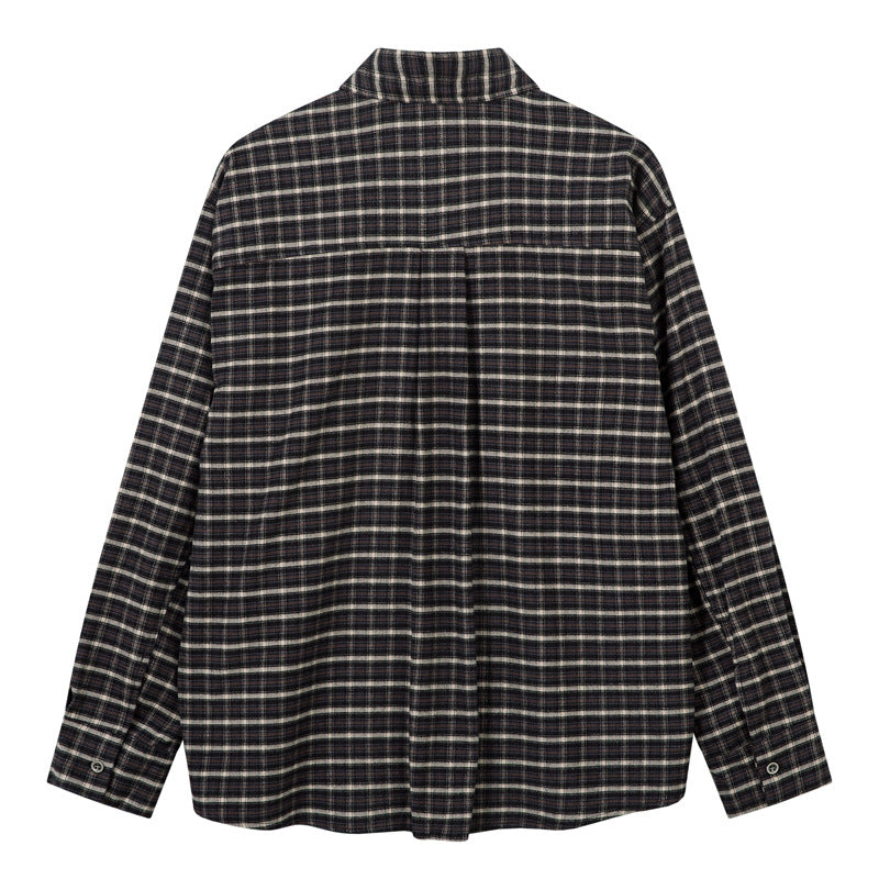 Plaid Casual College Style Color Block Design Long Sleeve Shirt for Men - Vintage All-Match Couple Jacket