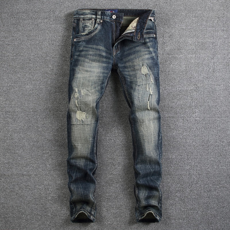 Stylish Slim Fit Distressed Denim Jeans for Men