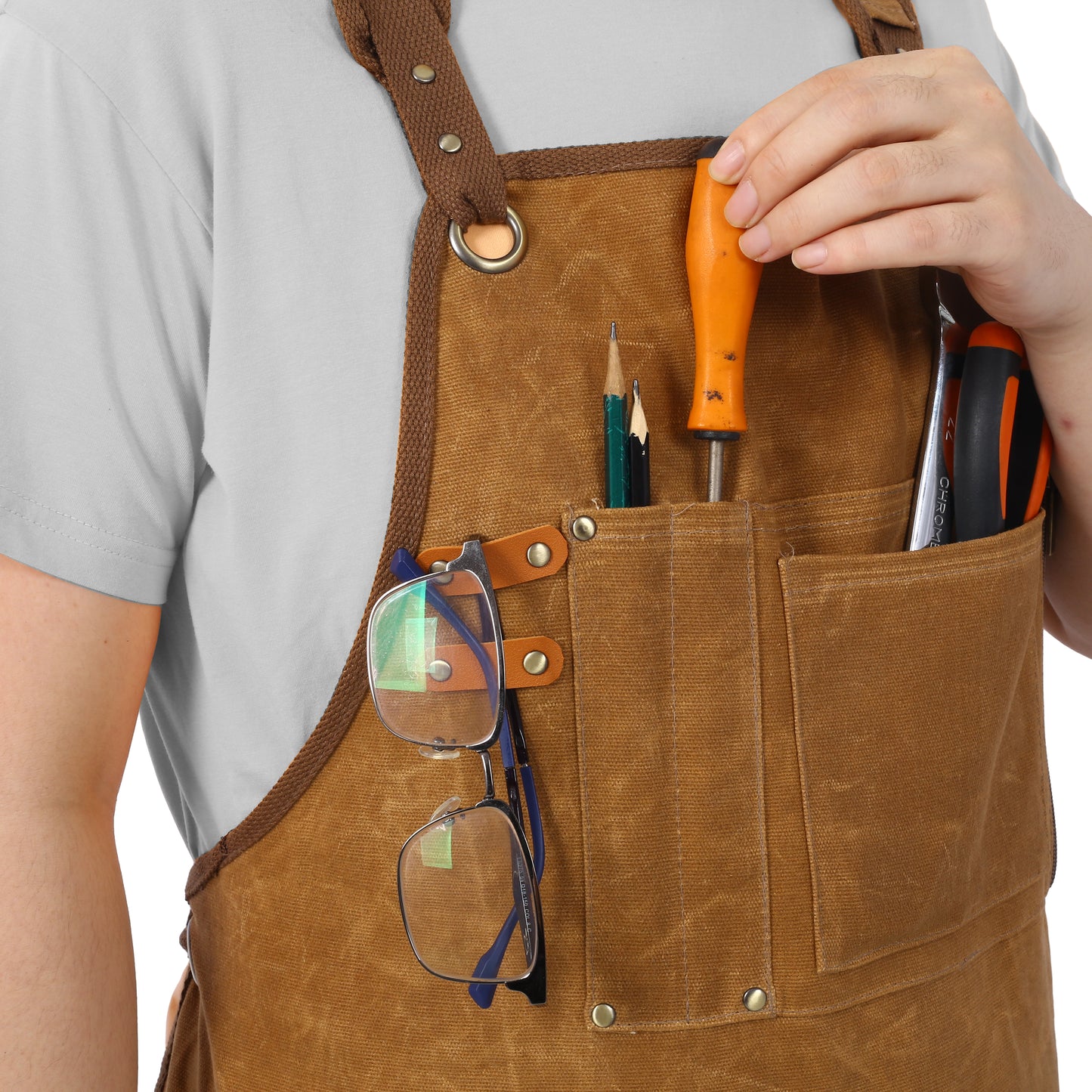 Heavy-Duty Waxed Canvas Carpenter Tool Apron - 18 oz