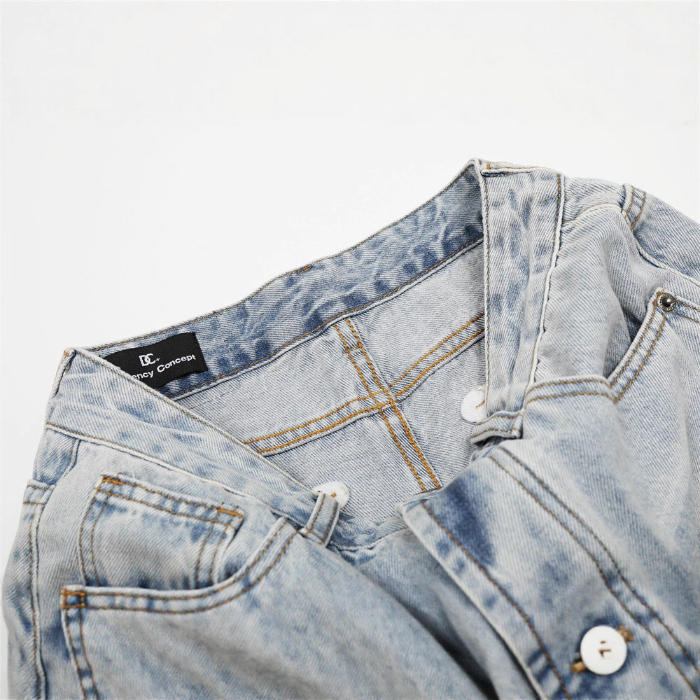 Vintage Men's Denim Jeans, Distressed Bleached Whiskered