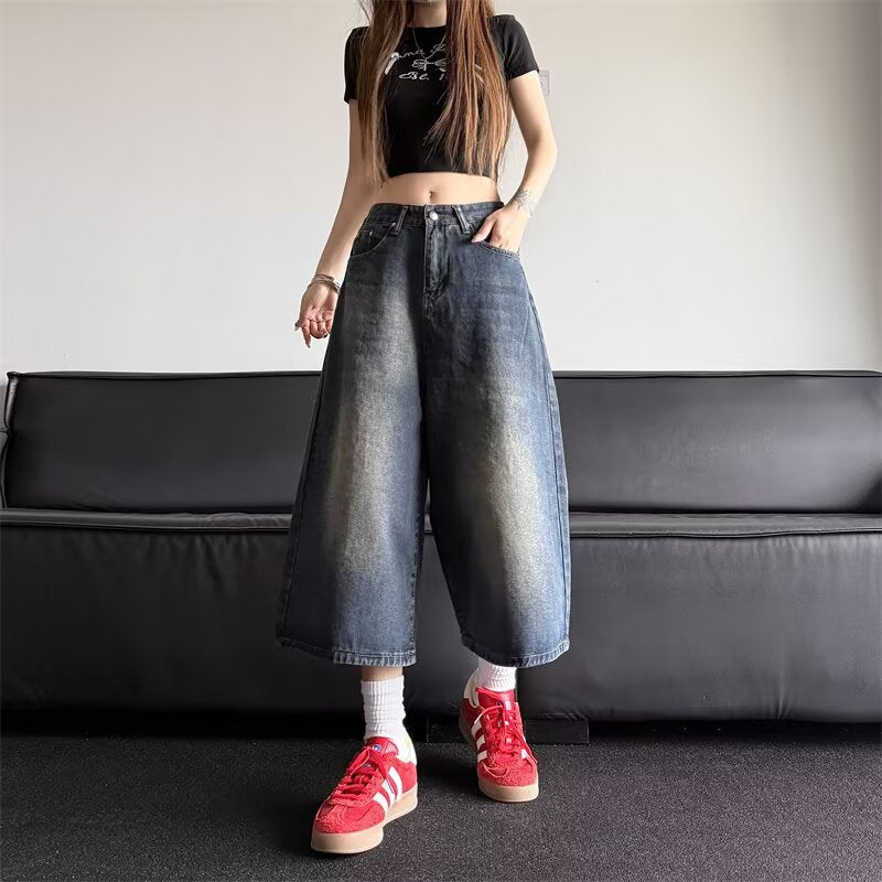 Washed Vintage Denim Shorts