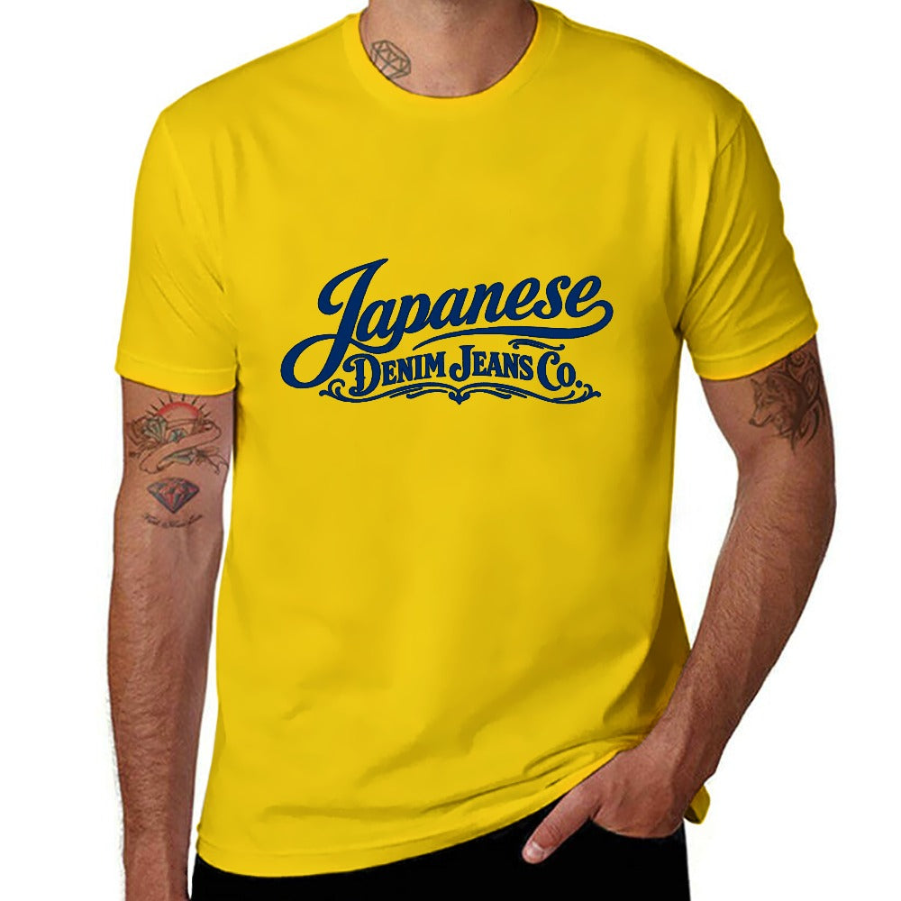 Japanese Denim Jeans Co. Men's Short Sleeve Cotton T-Shirt - Yellow